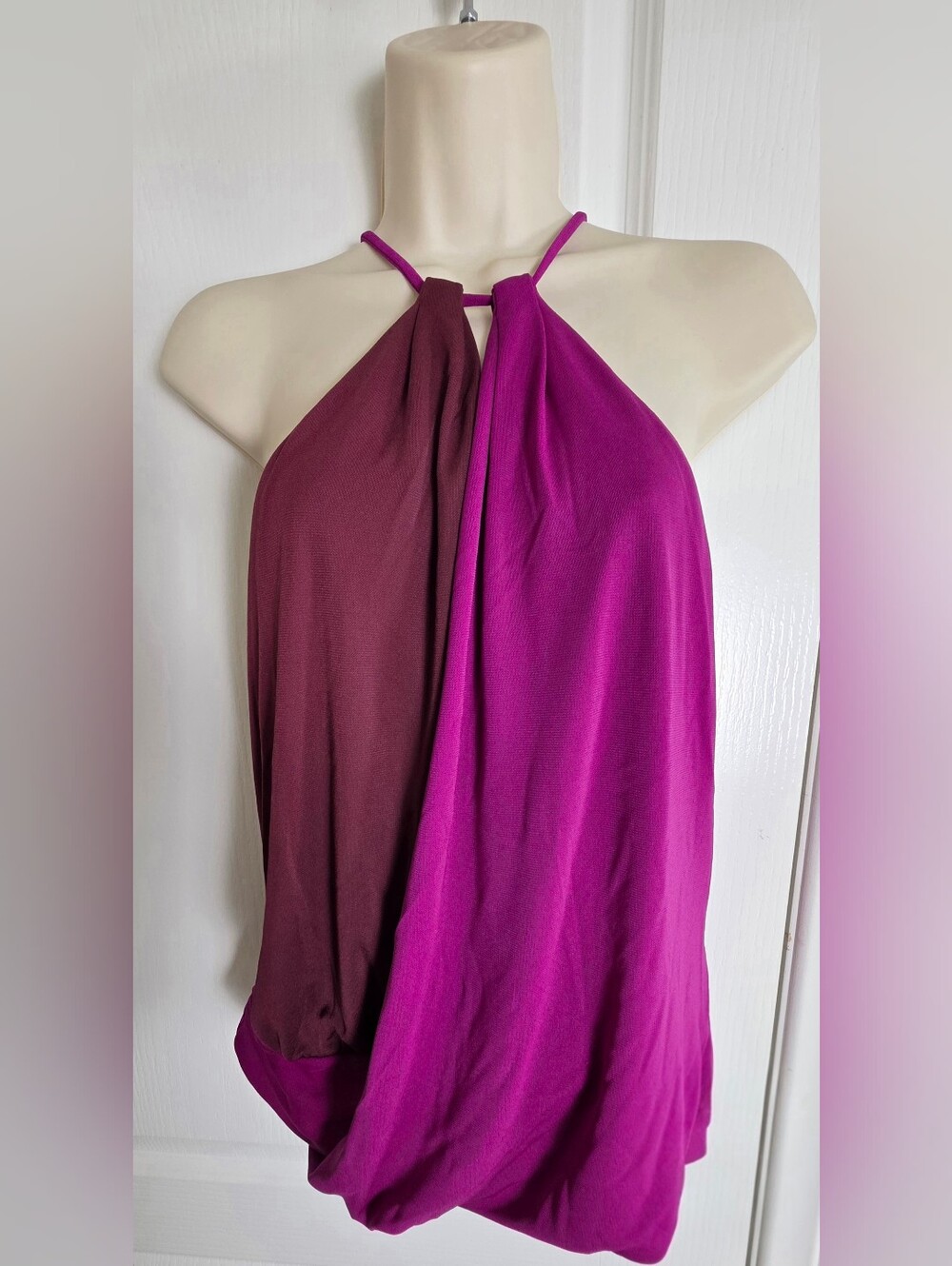 Express Two-Tone Magenta and Burgundy Halter Top